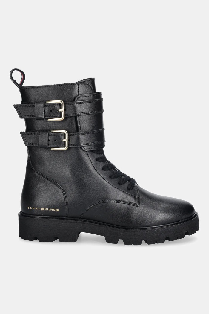 Tommy Hilfiger botki skórzane TH LTHR BIKER LACEUP FW0FW08986 czarny AW25