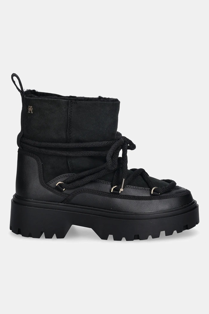 Tommy Hilfiger śniegowce REAL SHEARLING LACEUP FW0FW08996 czarny NC25