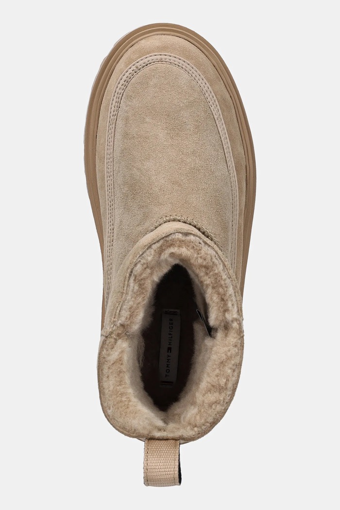 Semišové topánky Tommy Hilfiger REAL SHEARLING PULLON béžová FW0FW08997