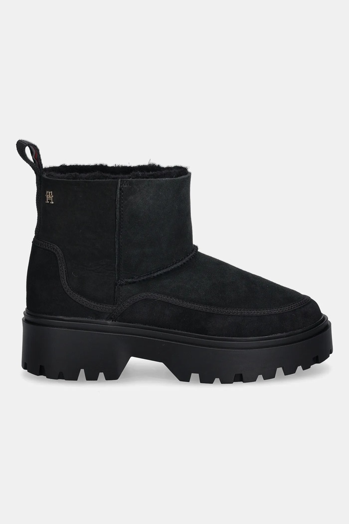 Semišové topánky Tommy Hilfiger REAL SHEARLING PULLON FW0FW08997 čierna NC25