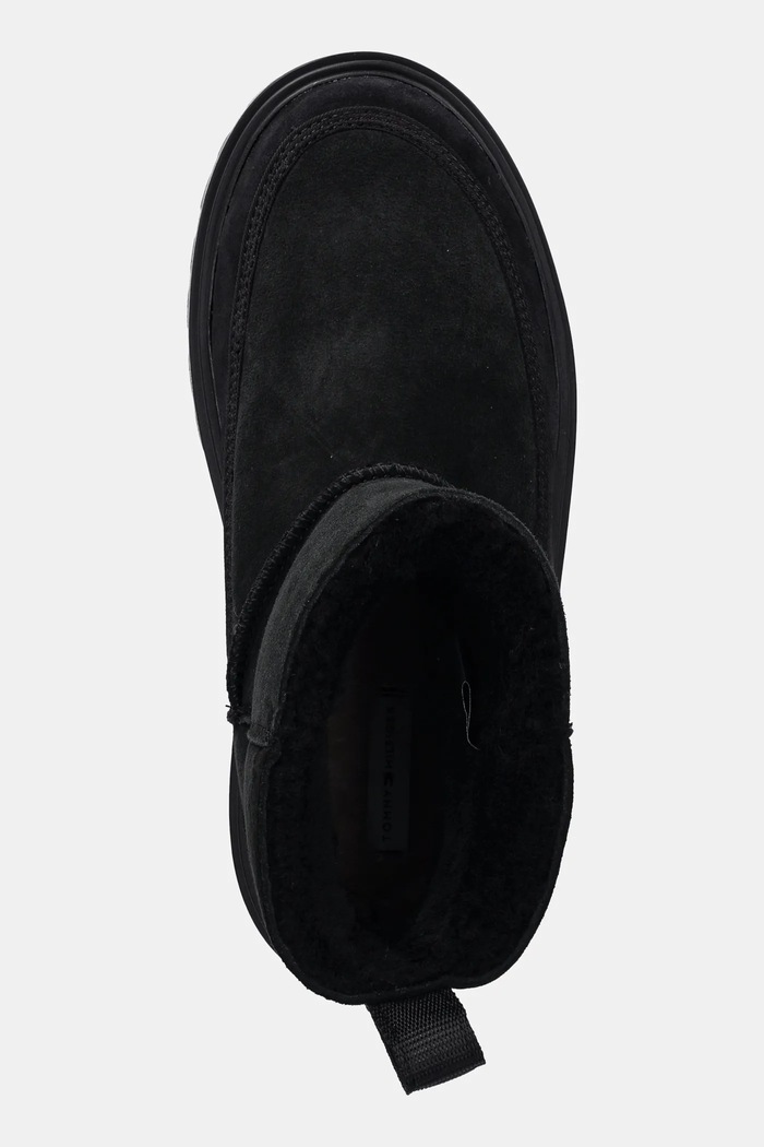 Semišové topánky Tommy Hilfiger REAL SHEARLING PULLON čierna FW0FW08997