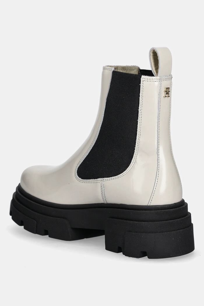 Obuv Kožené topánky chelsea Tommy Hilfiger TH SHINY LEATHER CHELSEA FW0FW09042 béžová