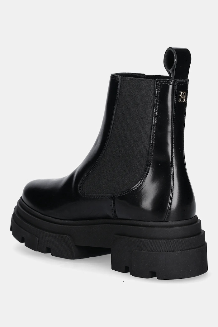 Obuv Kožené topánky chelsea Tommy Hilfiger TH SHINY LEATHER CHELSEA FW0FW09042 čierna