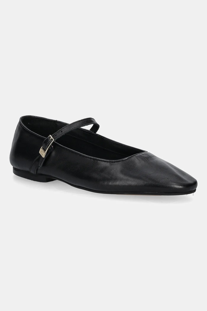 Kožené balerínky Tommy Hilfiger SMOOTH LEATHER MARYJANE čierna FW0FW09152