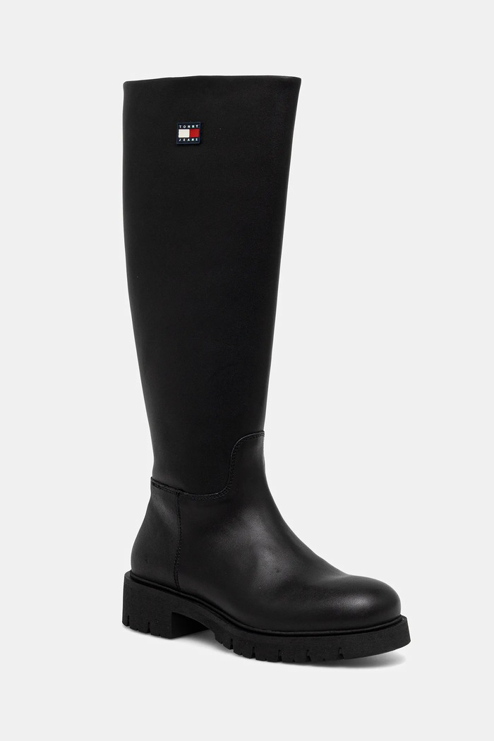 Tommy Jeans kozaki TJW STRETCHY LONG SHAFT płaski czarny EN0EN02828