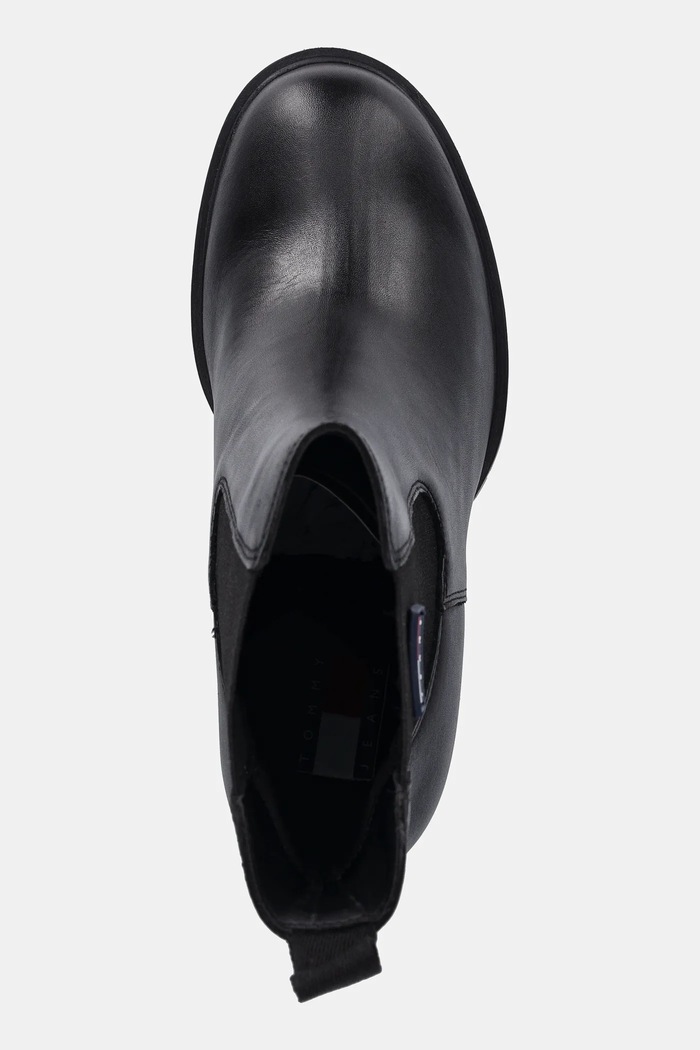 Kožené členkové topánky Tommy Jeans TJW LEATHER HEEL BOOT čierna EN0EN02831