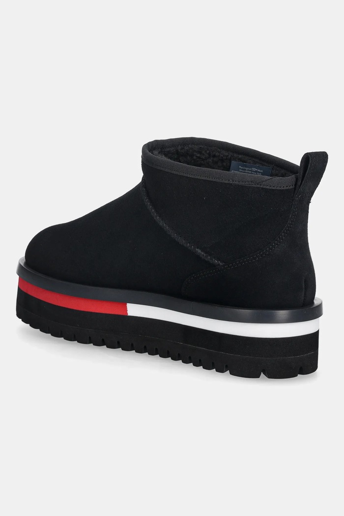 Obuv Semišové snehule Tommy Jeans TJW FLATFORM SNOW BOOT SUEDE EN0EN02841 čierna