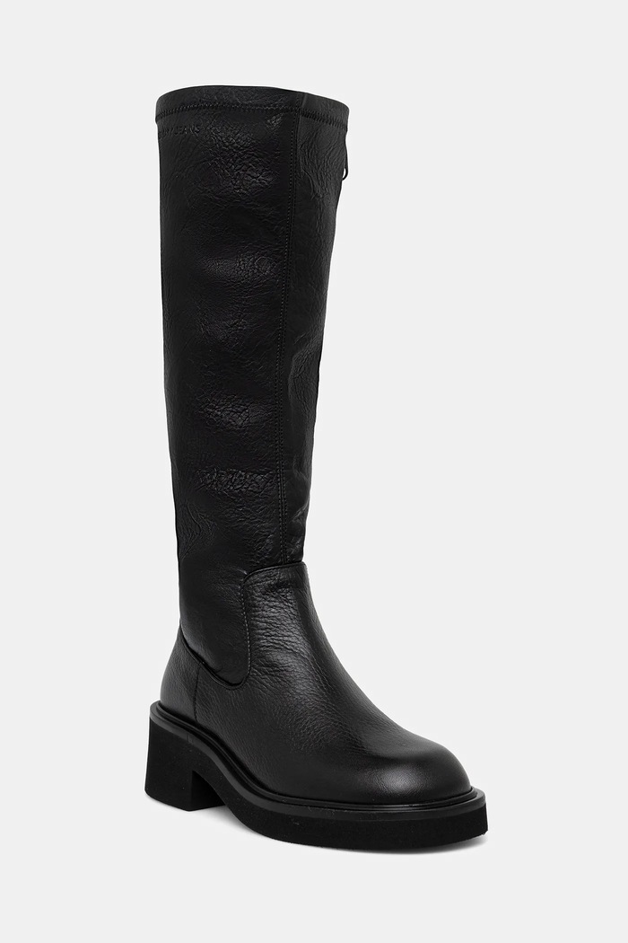 Μπότες Tommy Jeans TJW STRETCHY LONG BOOT απομίμηση λείου δέρματος μαύρο EN0EN02851