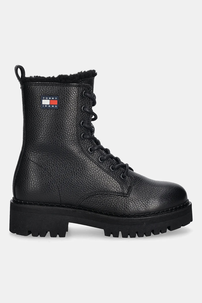 Kožené členkové topánky Tommy Jeans TJW URBAN LACEUP BOOT WL EN0EN02906 čierna NC25