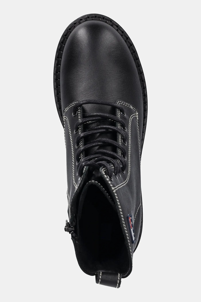 Kožené workery Tommy Jeans TJW URBAN LACE UP BOOT čierna EN0EN02907