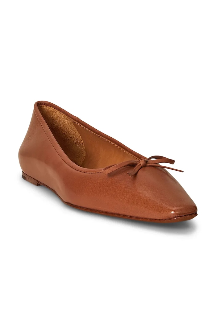 Δερμάτινες μπαλαρίνες Polo Ralph Lauren Pointed Ballet 818973066001.250 καφέ AW25