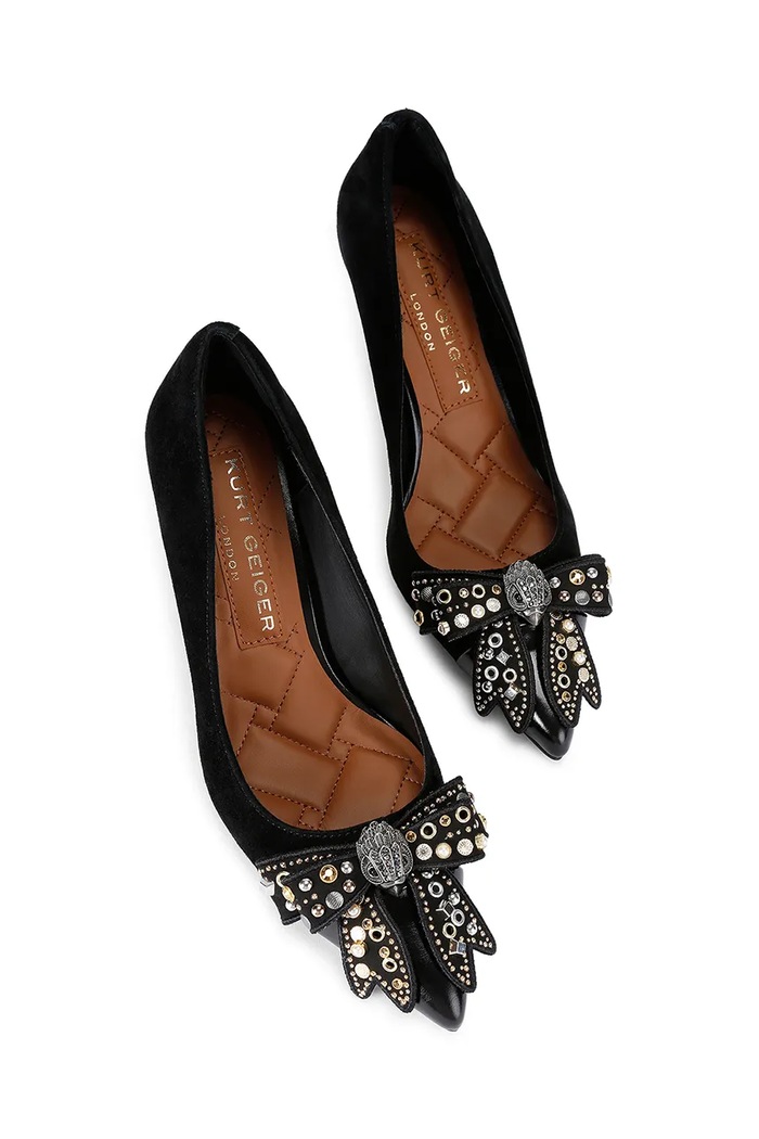 Semišové lodičky Kurt Geiger London Belgravia Stud Bow 4710905309.BLKCOMB černá AW25
