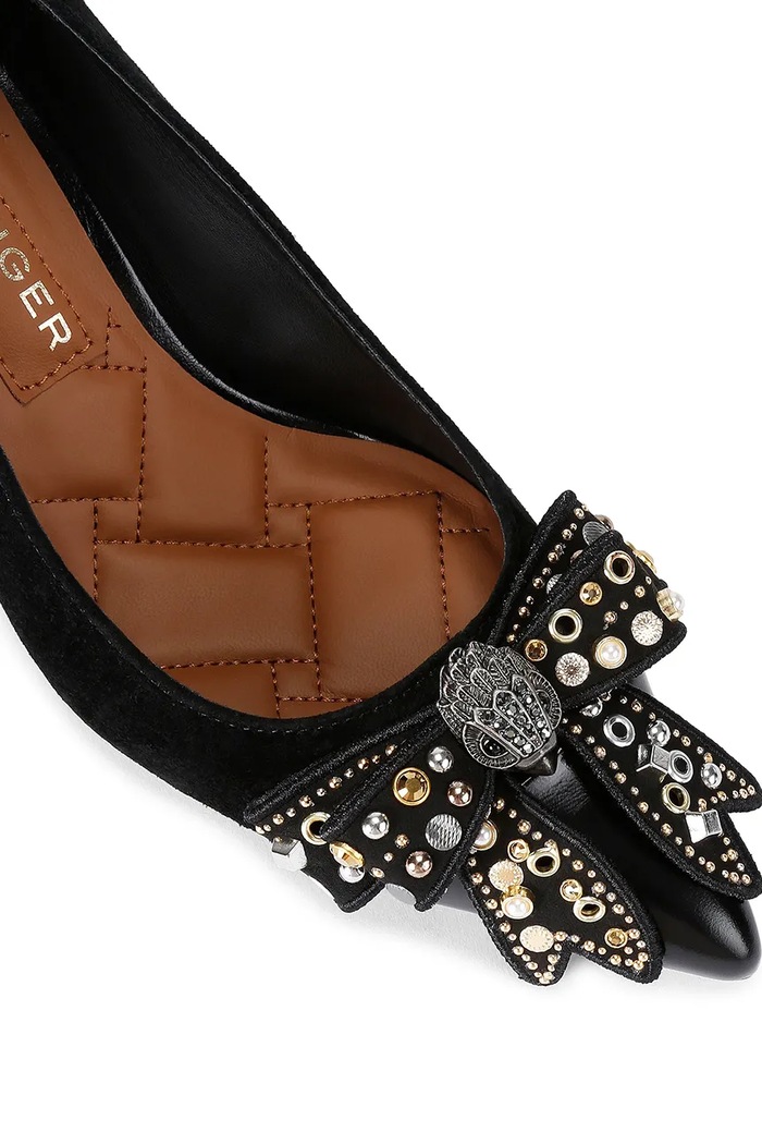 Boty Semišové lodičky Kurt Geiger London Belgravia Stud Bow 4710905309.BLKCOMB černá