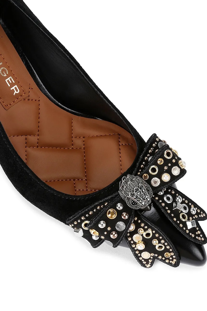 Boty Semišové lodičky Kurt Geiger London Belgravia Stud Bow 4710905309.BLKCOMB černá