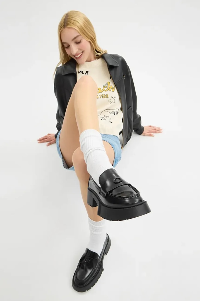 Coach bőr mokaszin Leah Platform Leather Loafer CZ382.BLK