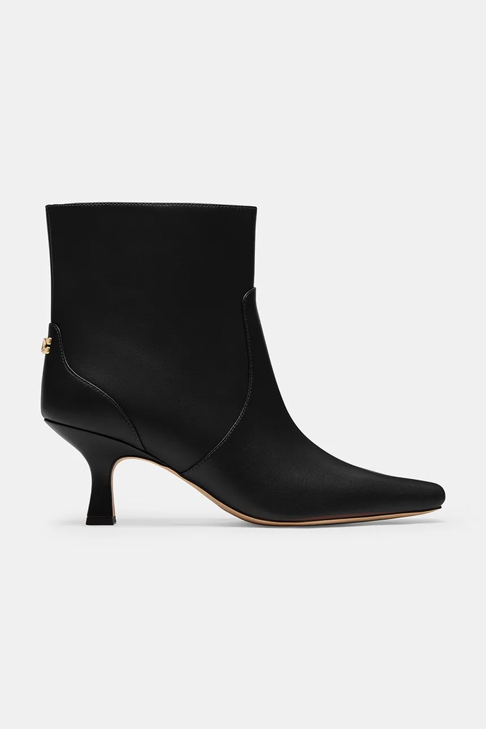 Kožené kotníkové boty Coach Sculpted C Kitten Heel Leather Bootie nezateplené černá CBP25.BLK