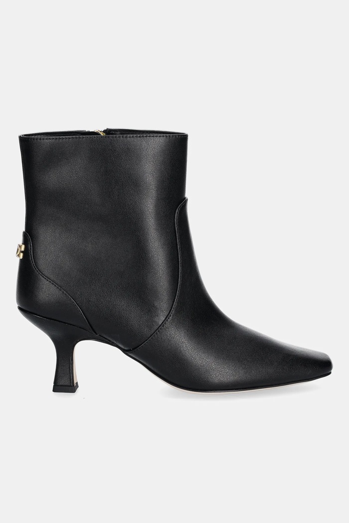 Kožne gležnjače Coach Sculpted C Kitten Heel Leather Bootie CBP25.BLK crna AW25