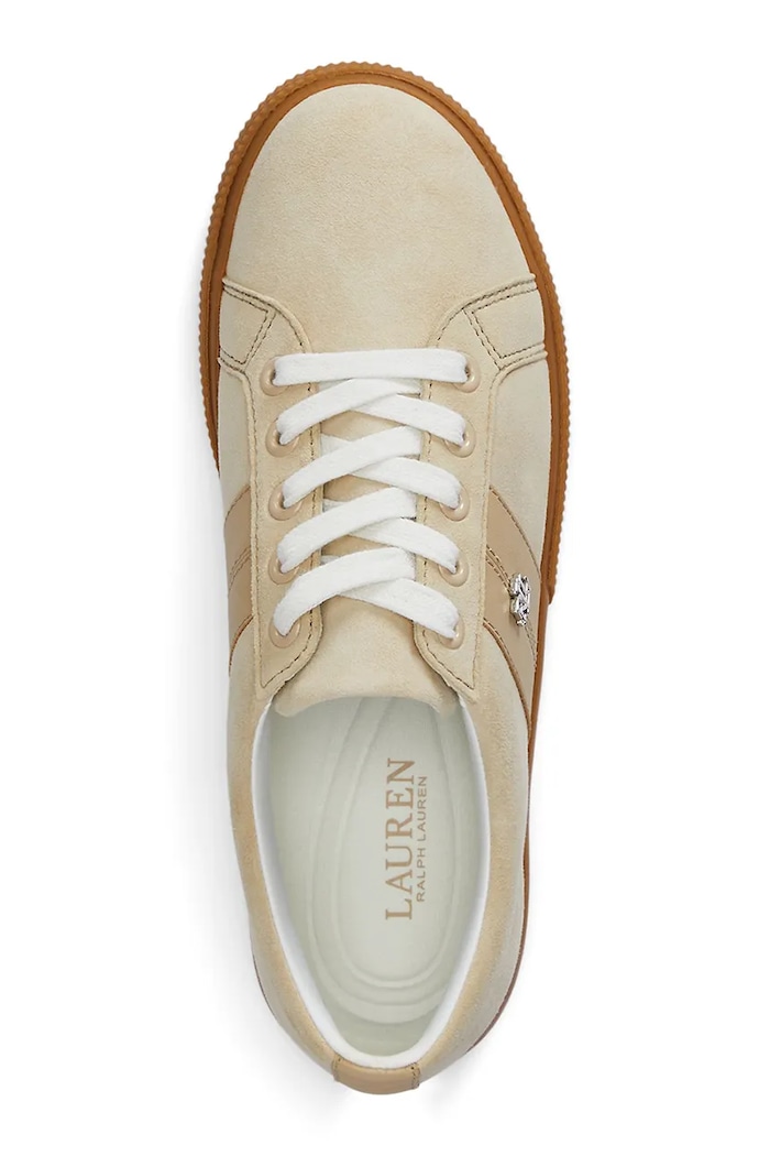 Scarpe Lauren Ralph Lauren sneakers in camoscio Janson II 802868344004.101 beige