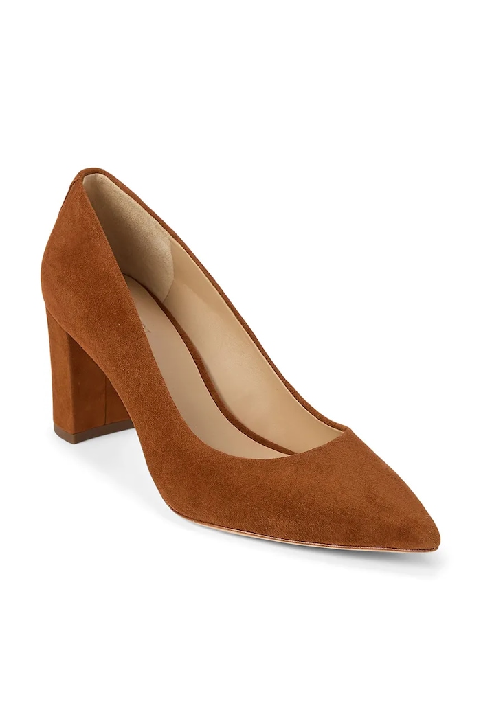 Lauren Ralph Lauren czółenka zamszowe Lanette Blkh 802967743002.200 brązowy AW25