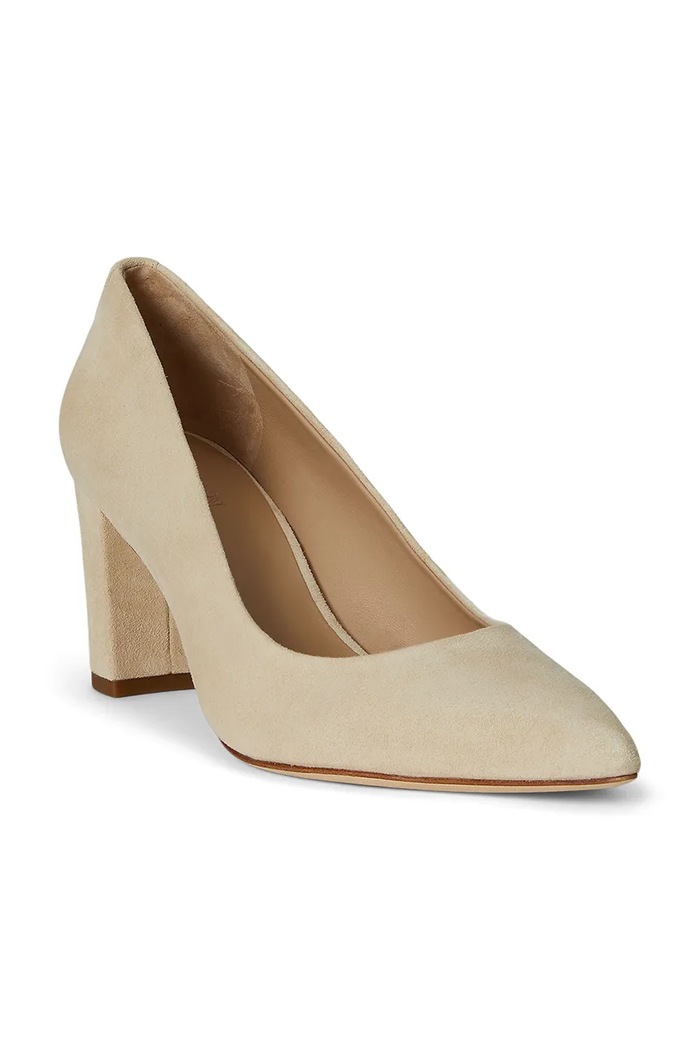 Lauren Ralph Lauren tocuri din piele întoarsă Lanette Blkh 802967743003.101 bej AW25