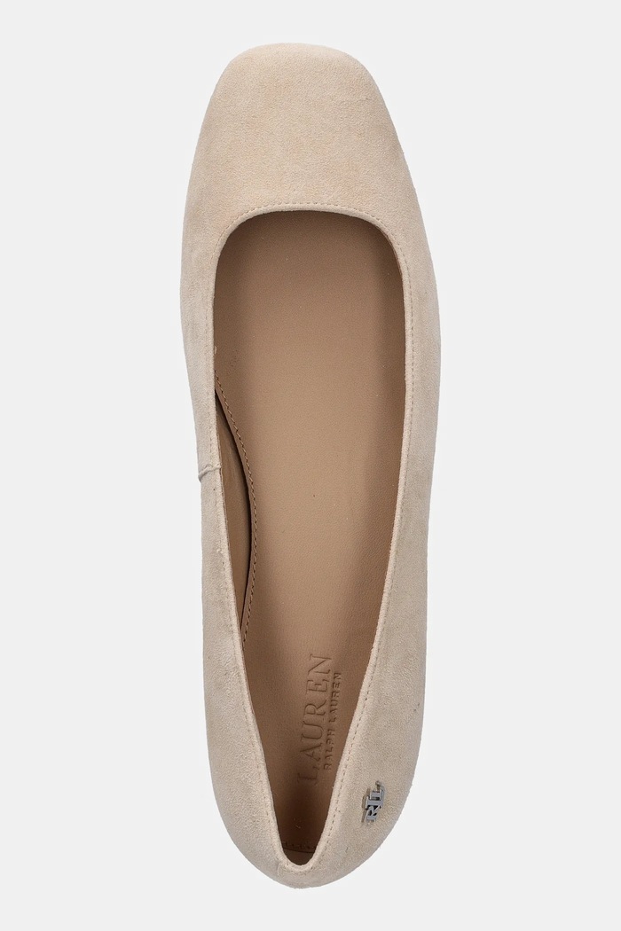 Semišové baleríny Lauren Ralph Lauren Emellie Bllt béžová 802974358001.101