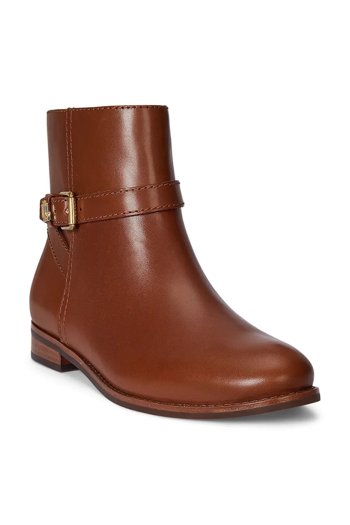 Kožené kotníkové boty Lauren Ralph Lauren Brooke Bt 2 802974382001.200 hnědá AW25
