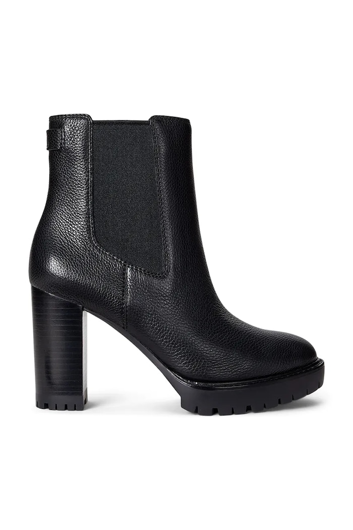 Кожаные полусапоги Lauren Ralph Lauren Layne без утепления чёрный 802974391001.001
