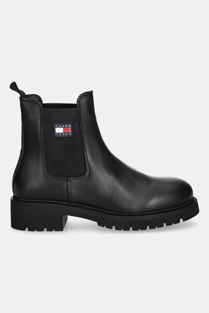 Boty s gumou Tommy Jeans TJW CHELSEA LEATHER BOOT EN0EN02825 černá AW25