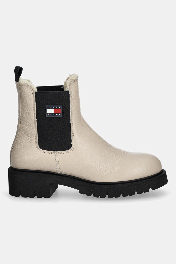 Kožené kotníkové boty Tommy Jeans TJW CHELSEA BOOT WL EN0EN02826 béžová AW25
