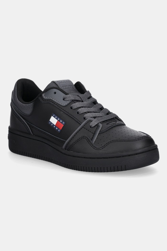 Tommy Jeans sneakersy skórzane TJW RETRO BASKET SNEAKER płaska czarny EN0EN02839