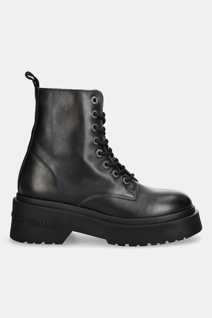 Usnjeni nizki škornji Tommy Jeans TJW CHUNKY RUGGED BOOT EN0EN02847 rjava AW25