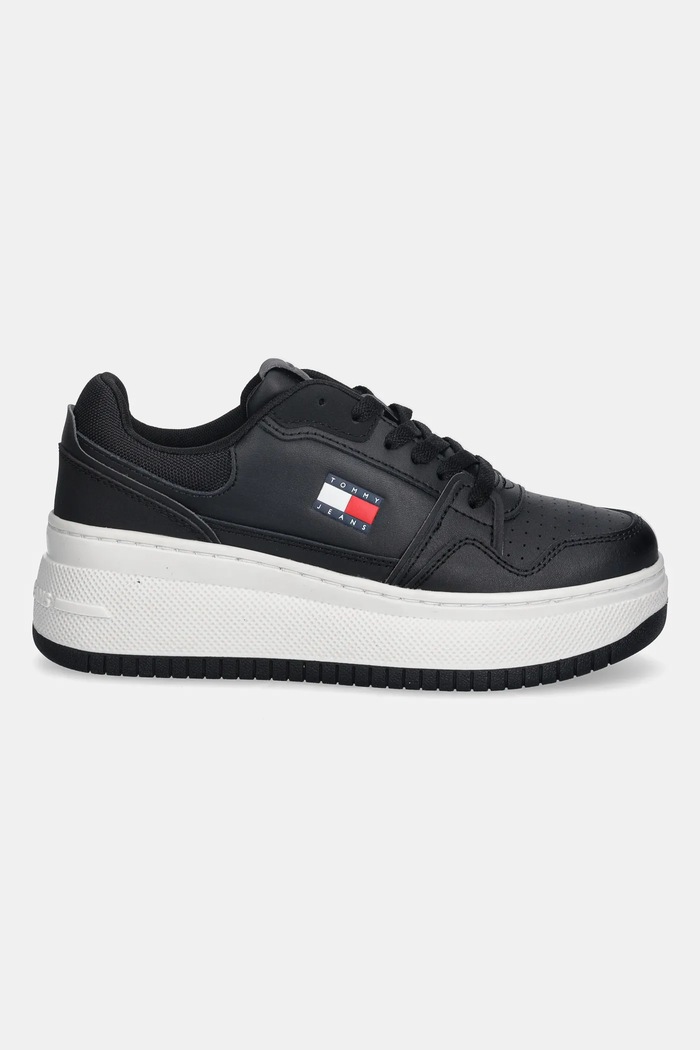 Tommy Jeans sneakersy skórzane TJW RETRO BASKET FLATFORM EN0EN02860 czarny AW25