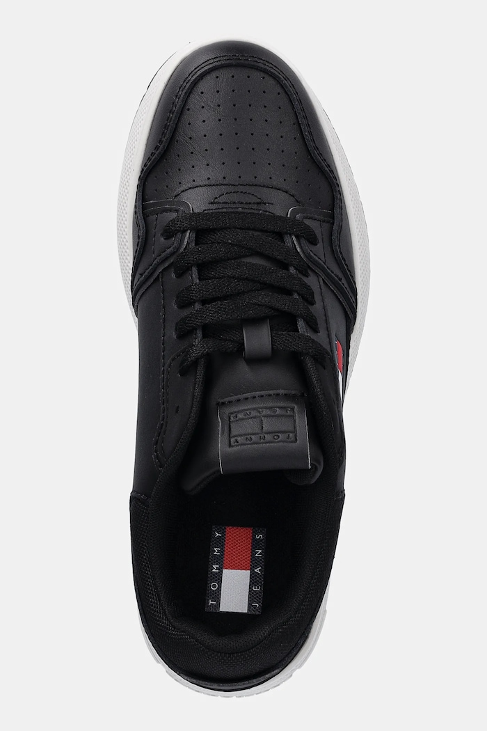Tommy Jeans sneakersy skórzane TJW RETRO BASKET FLATFORM czarny EN0EN02860