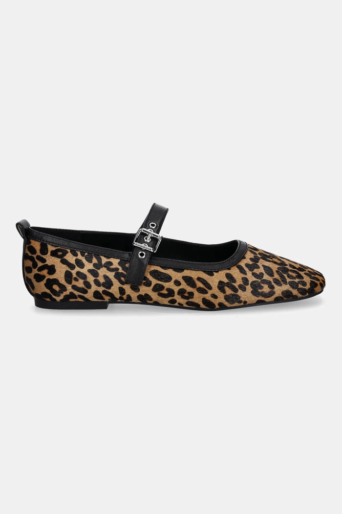 Tommy Jeans balerini de piele MARYJANE LEOPARD BALLERINA EN0EN02885 maro AW25
