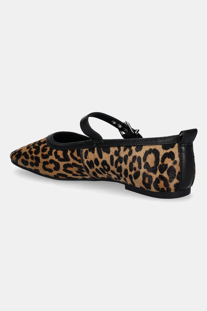 Încălțăminte Tommy Jeans balerini de piele MARYJANE LEOPARD BALLERINA EN0EN02885 maro