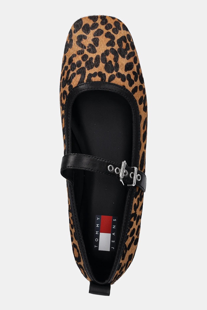 Tommy Jeans balerini de piele MARYJANE LEOPARD BALLERINA maro EN0EN02885