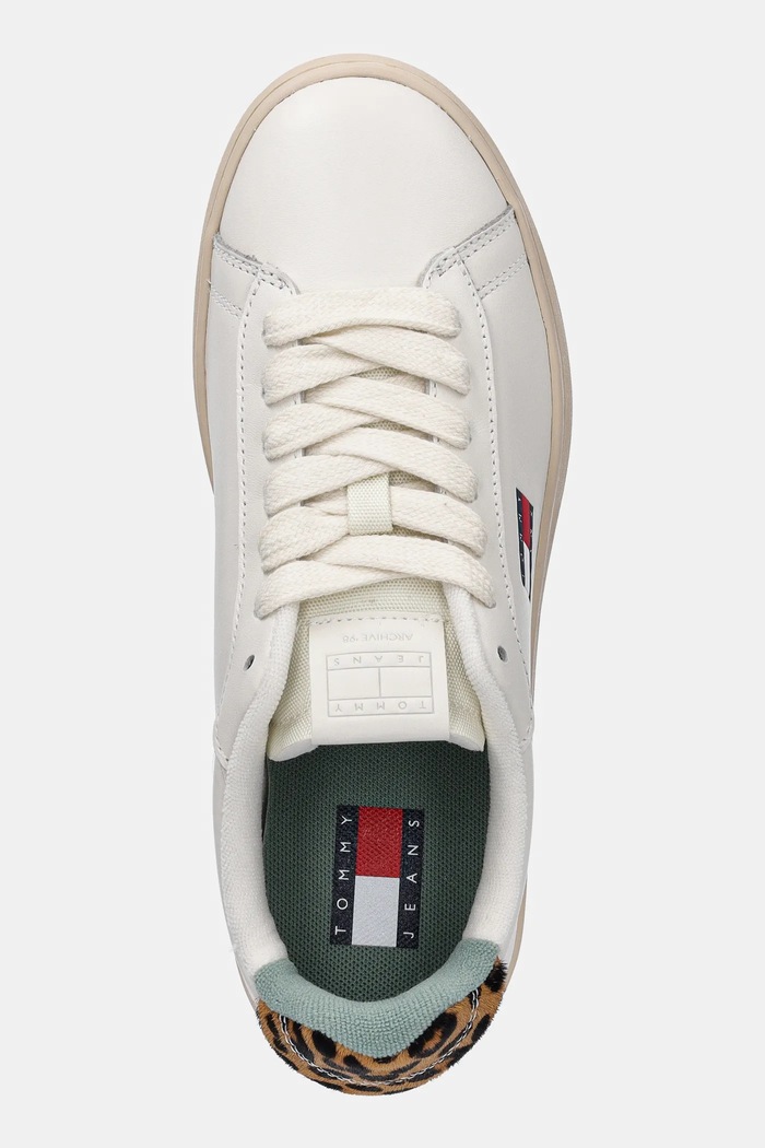 Tommy Jeans sneakersy skórzane ARCHIVE 98 LEOPARD biały EN0EN02909