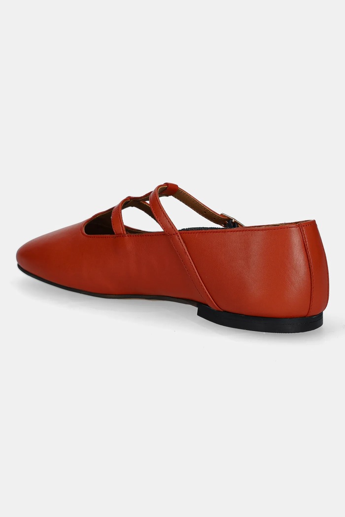 Obuv Kožené balerínky Tommy Hilfiger SMOOTH LEATHER T-BAR BALLERINA FW0FW09153 oranžová