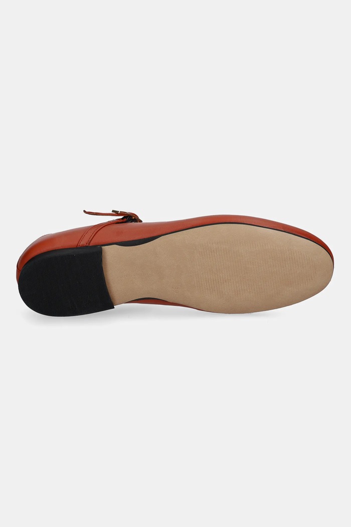Kožené balerínky Tommy Hilfiger SMOOTH LEATHER T-BAR BALLERINA FW0FW09153 oranžová