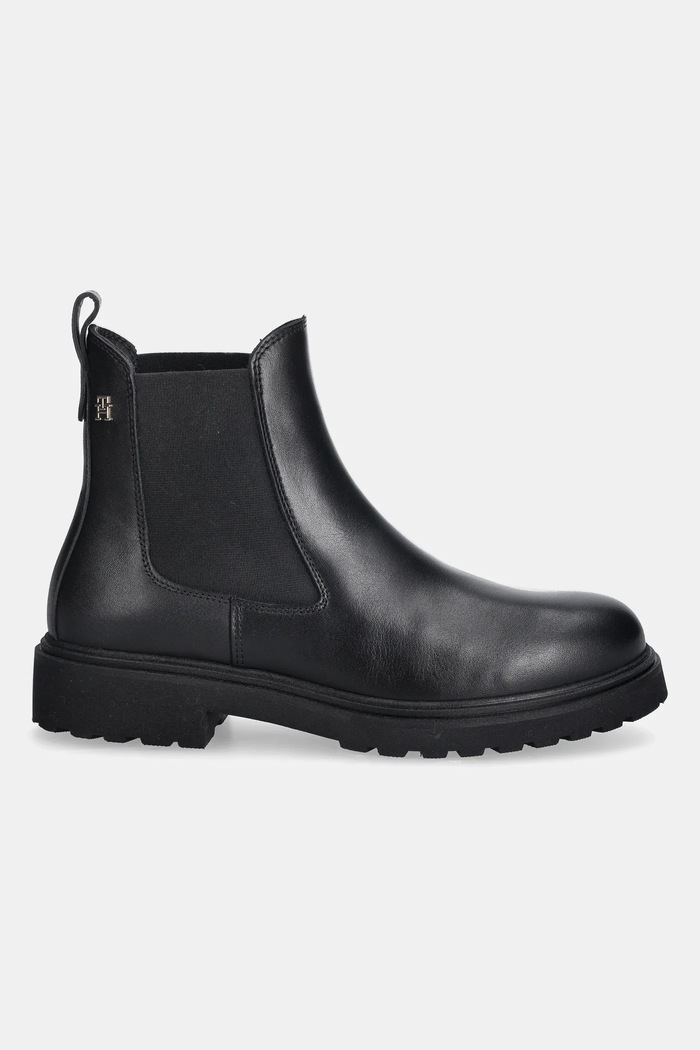 Kožené topánky chelsea Tommy Hilfiger LEATHER CLEATED CHELSEA FW0FW08766 čierna AW25