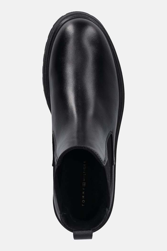 Kožené topánky chelsea Tommy Hilfiger LEATHER CLEATED CHELSEA čierna FW0FW08766