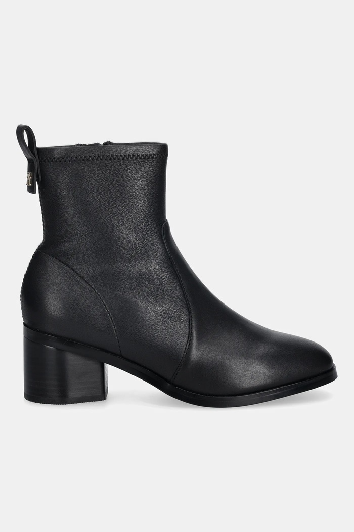 Kožené kotníkové boty Tommy Hilfiger TH STRETCH LEATHER BOOTIE FW0FW08860 černá NC25