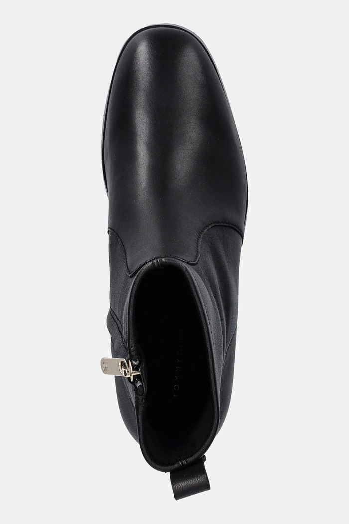 Kožené kotníkové boty Tommy Hilfiger TH STRETCH LEATHER BOOTIE černá FW0FW08860