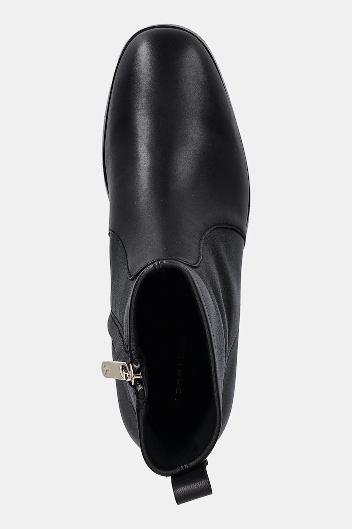 Kožené kotníkové boty Tommy Hilfiger TH STRETCH LEATHER BOOTIE černá FW0FW08860