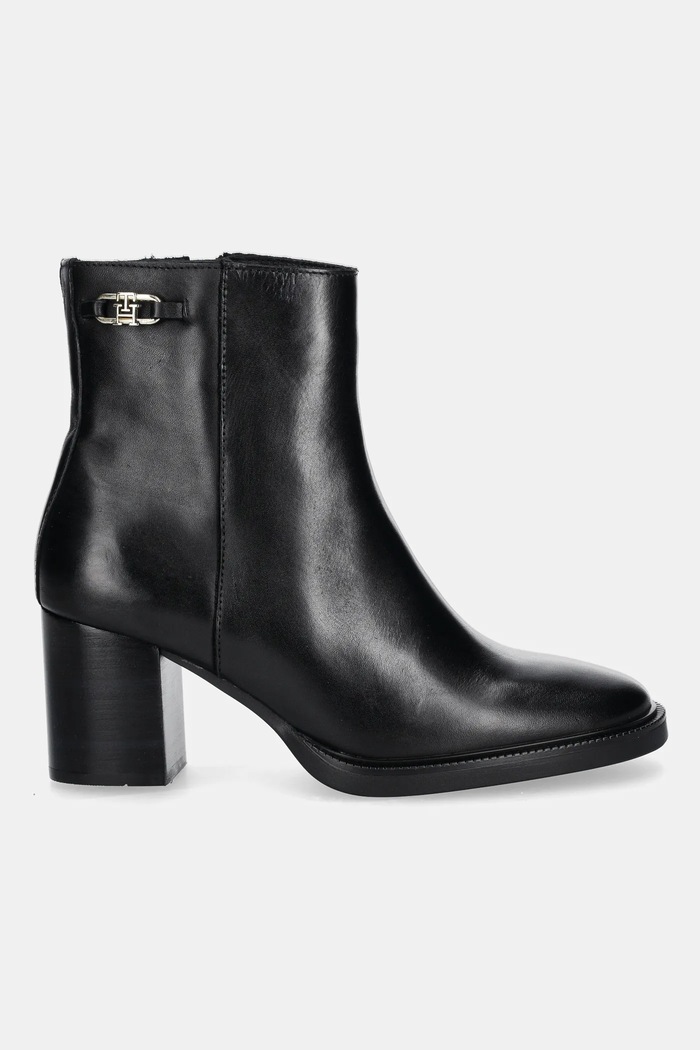 Tommy Hilfiger botki skórzane STACKED HEEL LEATHER ANKLE BOOT FW0FW08864 czarny AW25