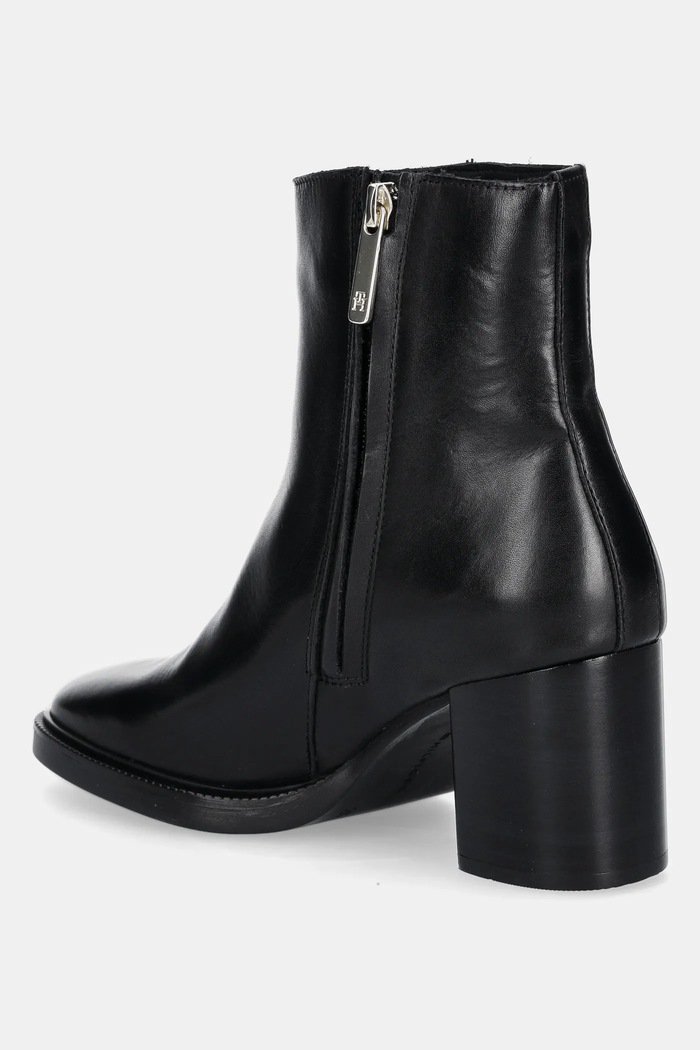 Obuwie Tommy Hilfiger botki skórzane STACKED HEEL LEATHER ANKLE BOOT FW0FW08864 czarny