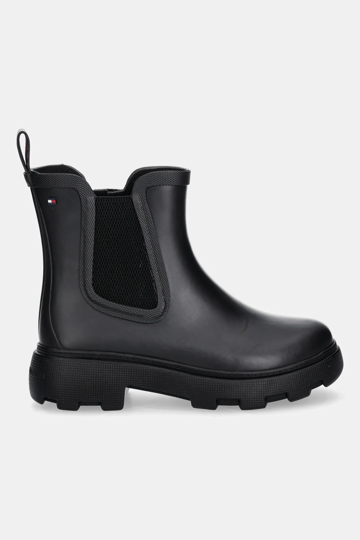 Tommy Hilfiger cizme FLAG ANKLE RAINBOOT WARM LINING FW0FW08974 negru AW25