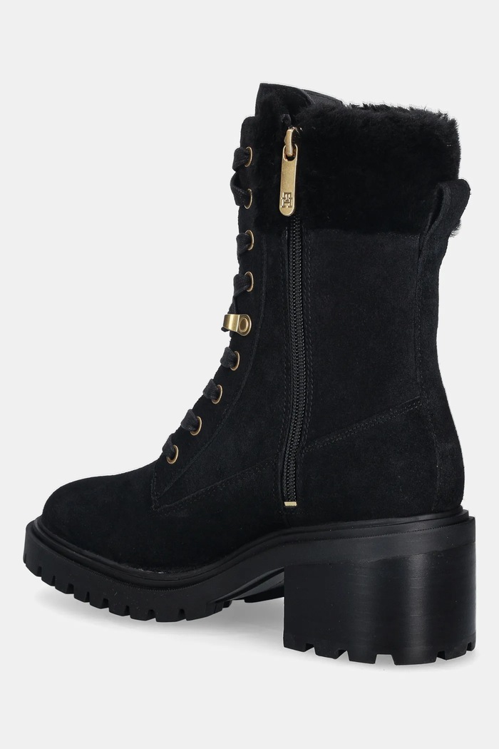 Boty Semišové boty Tommy Hilfiger TH SHEARLING LACE UP BOOT FW0FW08999 černá