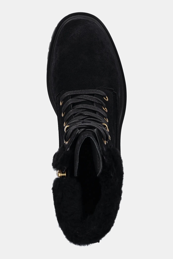 Semišové boty Tommy Hilfiger TH SHEARLING LACE UP BOOT černá FW0FW08999