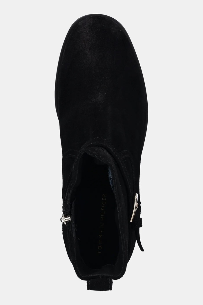 Gležnječe od brušene kože Tommy Hilfiger TH BUCKLE RIDING SUEDE BOOTIE crna FW0FW09047
